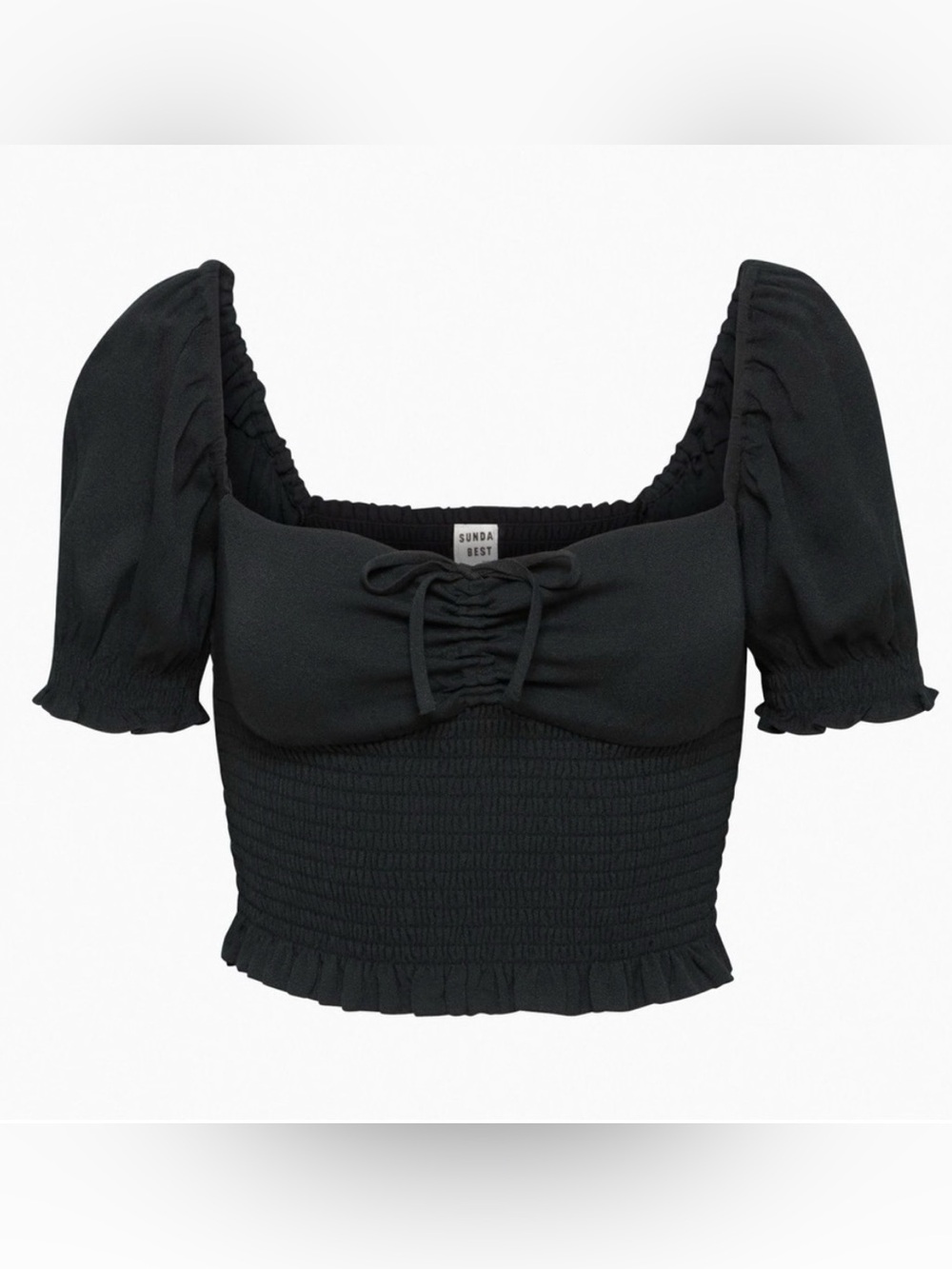 Sunday Best Black Puff Sleeve Crop Top